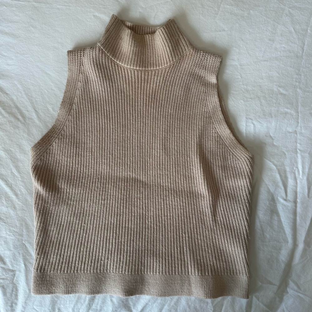 Tan Knit Turtleneck.